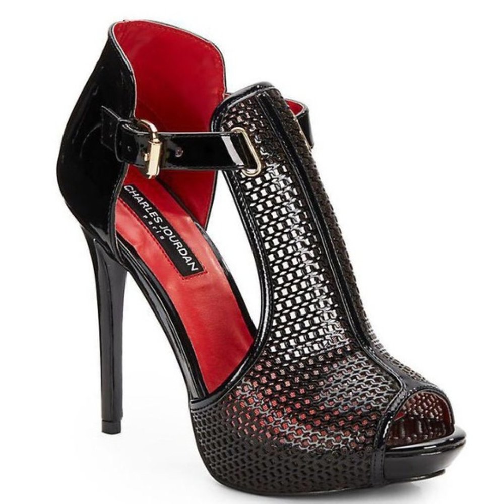 Charles Jourdan Orvil d'Orsay Patent Mesh Heel - Picture 2 of 8